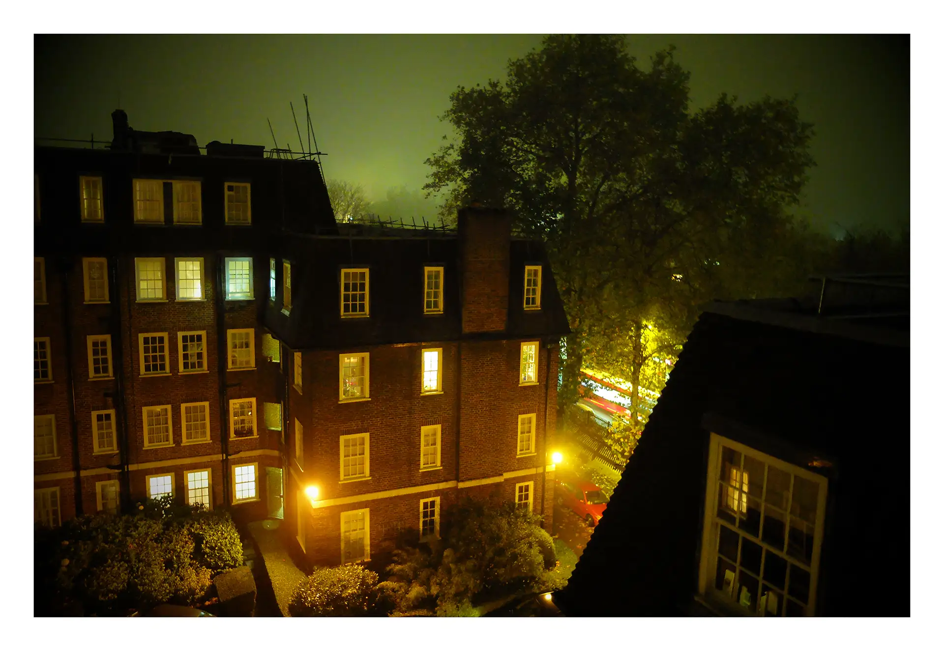 London, residential building from a high viewing point at night